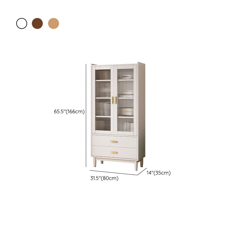 Scandinavian Solid Wood Accent Cabinet with Glass Door, 1 Cabinet and 2 Drawers for Living Room thumbnail 14