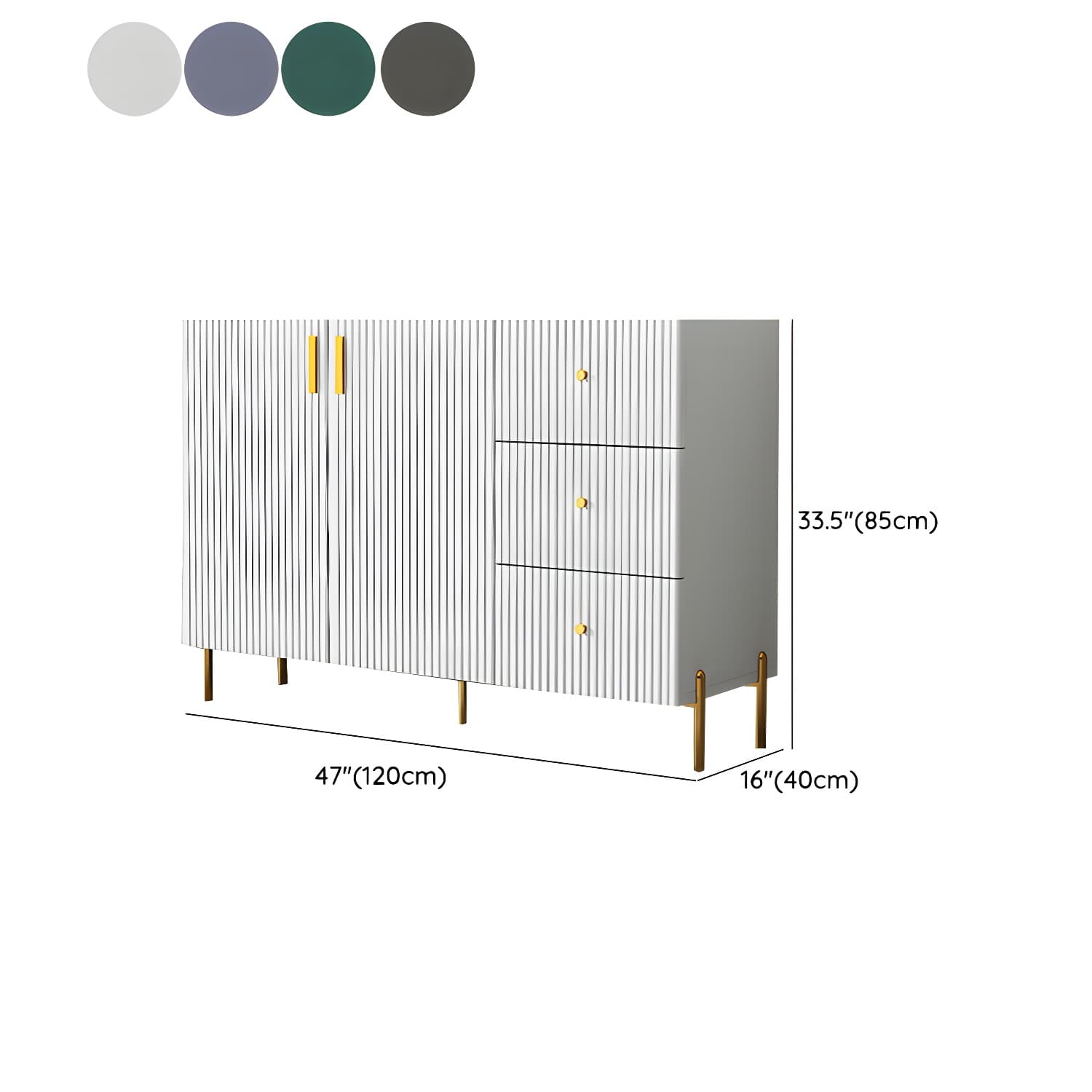 Living Room Glam Faux Wood Sideboard with Shelves and 3 Drawers thumbnail 20