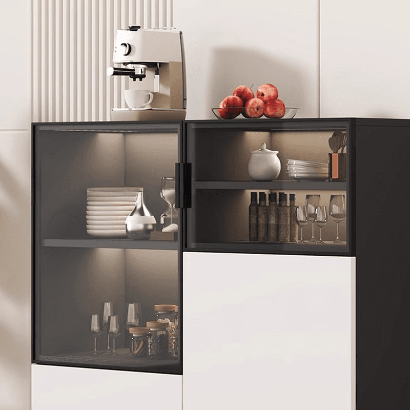 Modern Sideboard with Cupboard in Narrow/Standard/Wide Sizes, Larder Storage, Manufactured Wood Countertop, Glazed Door, and Alterable Shelf thumbnail 6