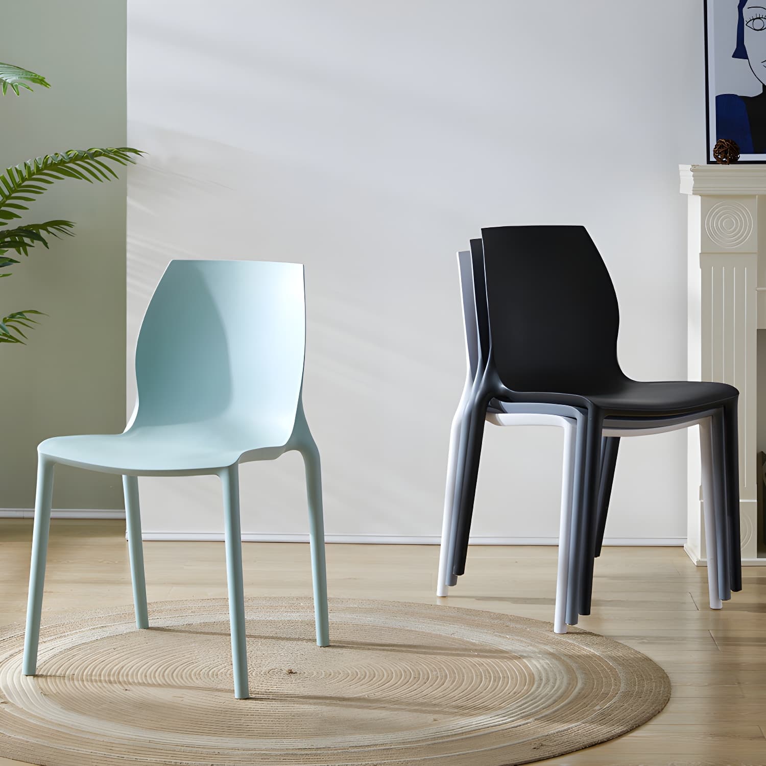 Contemporary Plastic Dining Room Chair Multicolor Stackable Side Chair thumbnail 10