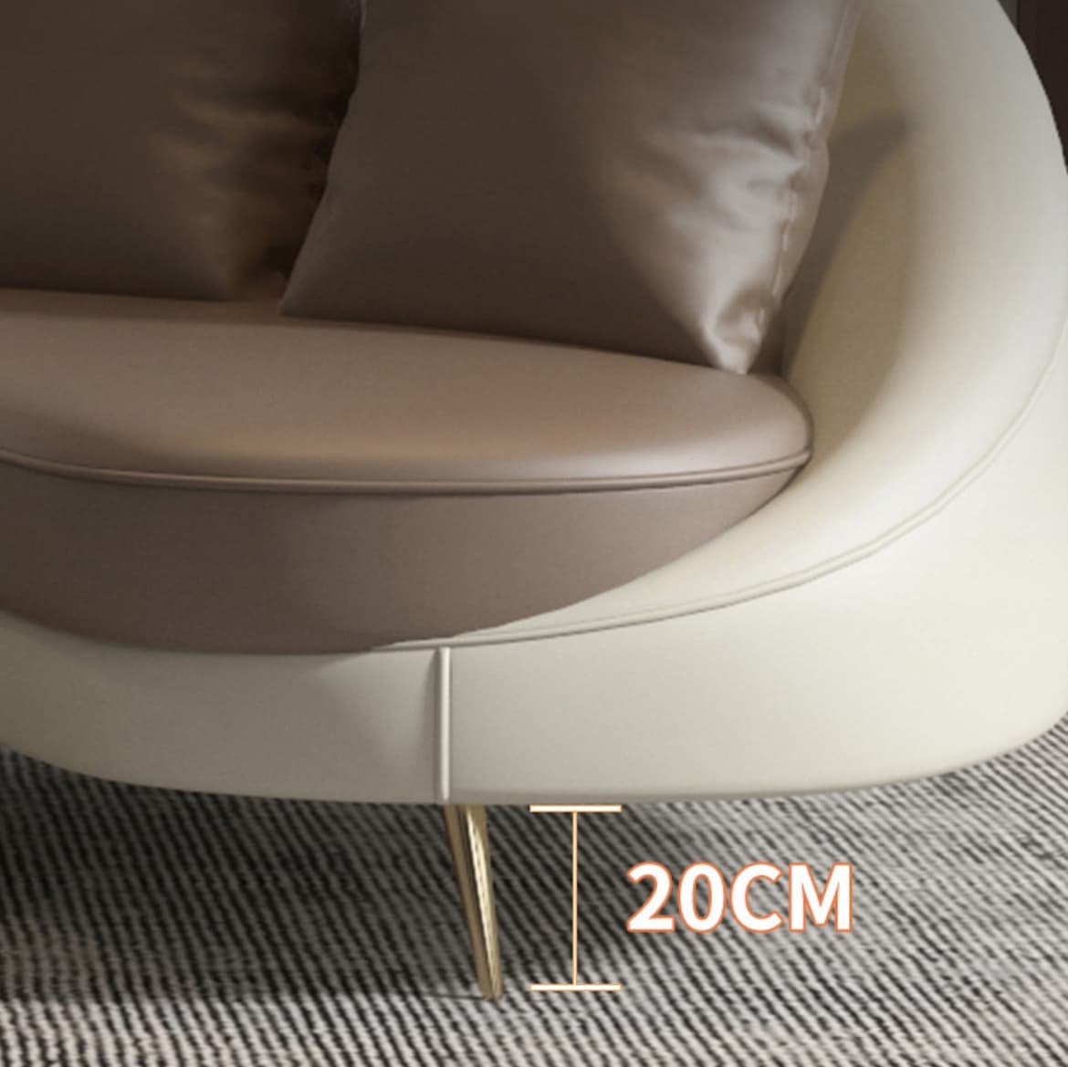 Faux Leather Curved Sofa Contemporary Sloped Arm Sofa for Living Room thumbnail 24