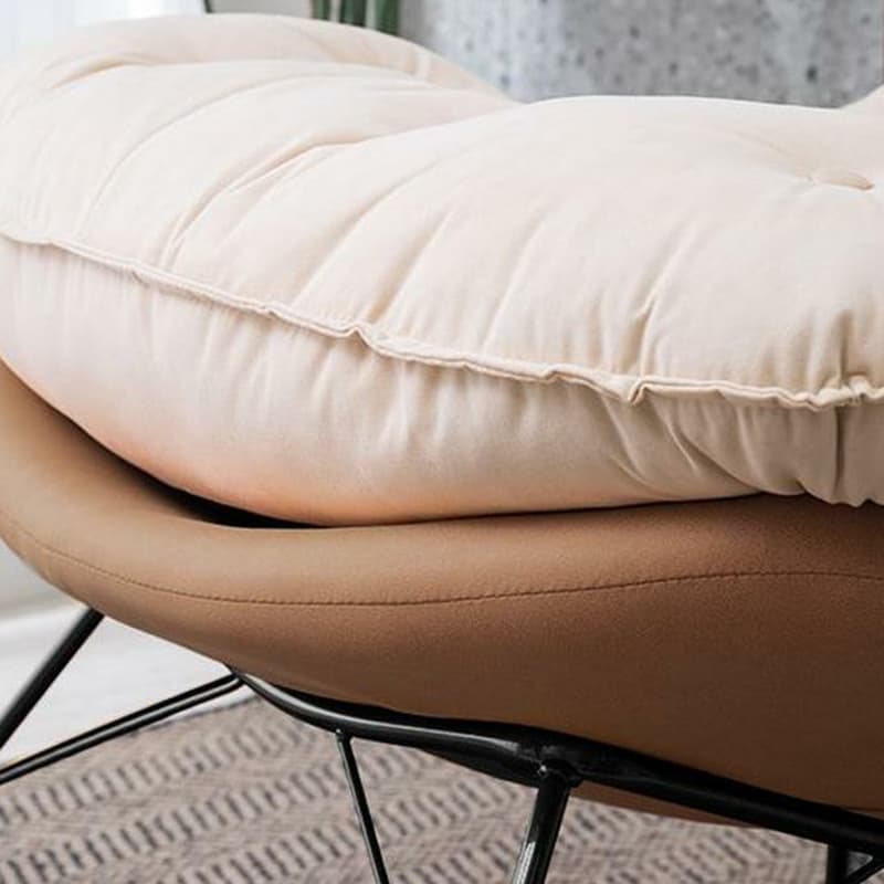 Upholstered Rocking Chair with Wood Legs - Armless Design, Resistant to Scratches and Stains thumbnail 11