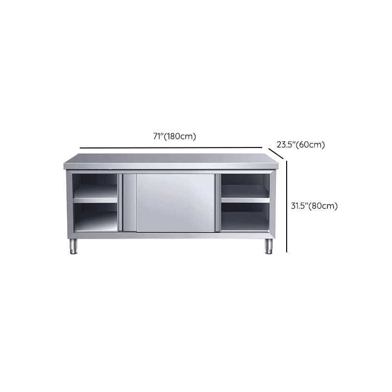 Silver Scullery Sink Cabinet with Reflecting Stainless Alloy Countertop, Self-supporting and Culinary Equipment Storage thumbnail 15