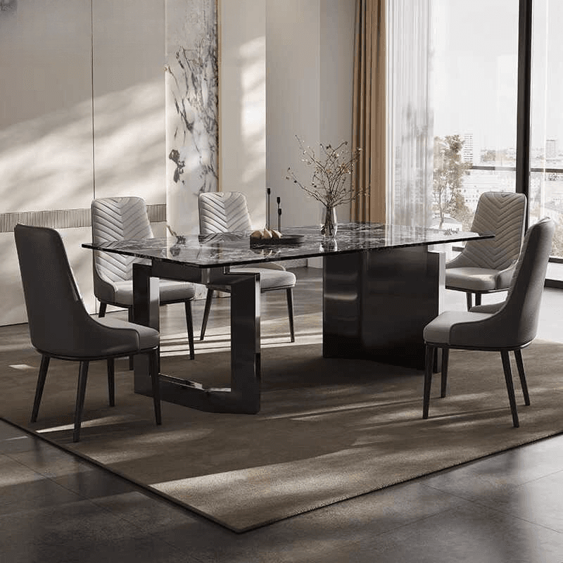 Dining Table Set with Marble Slab Top for 6 People/4 People in Multicolor thumbnail 2
