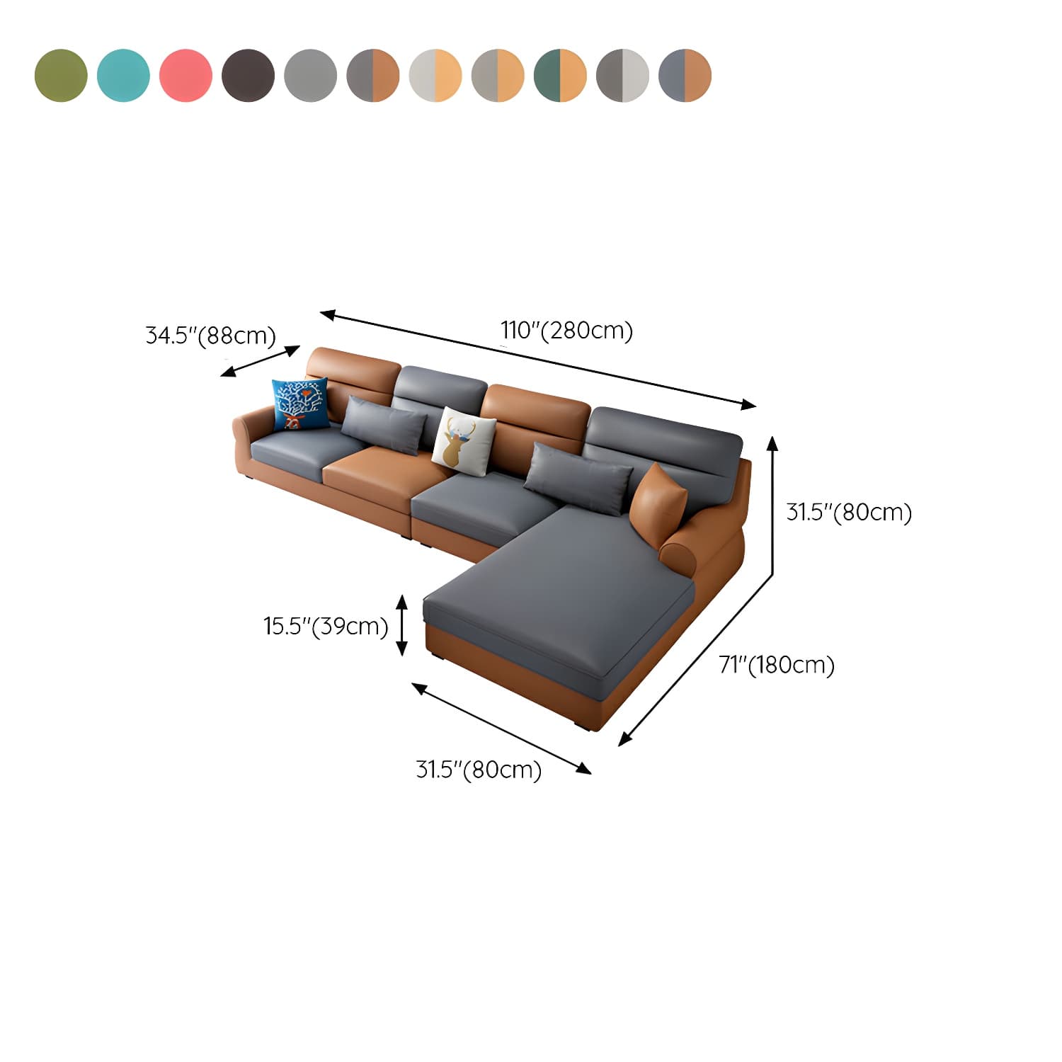 Large Modern L-Shape Stationary Wood Sectional Sofa with Round Arm and Cushion Back thumbnail 22