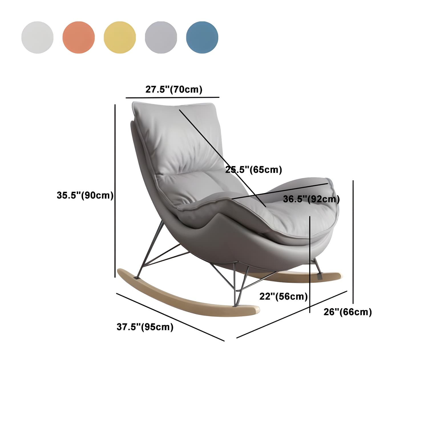 Ergonomic with Ottoman Rocker Chair with Padded Seat Rocking Chair Spindle thumbnail 19