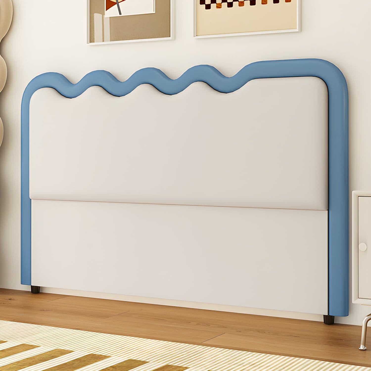 Modern Upholstered Panel Headboard with Leather Upholstery and Rectangular Shape
