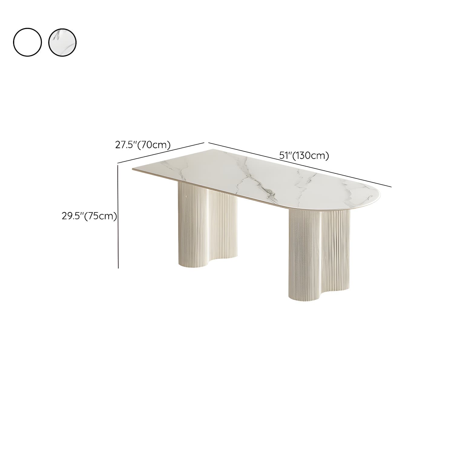 White Modern Stone Top Kitchen Dining Table with Metal Base for Home thumbnail 16