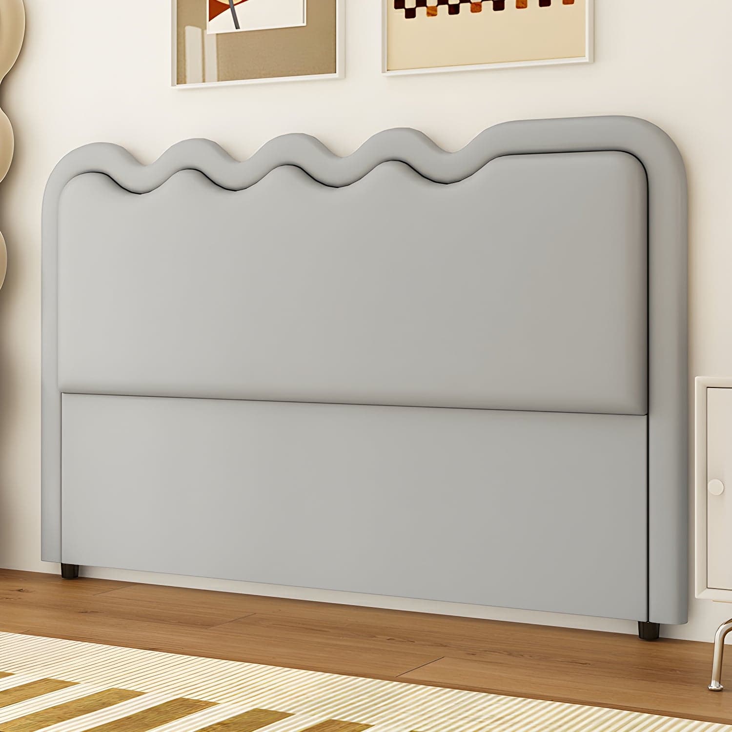 Modern Upholstered Panel Headboard with Leather Upholstery and Rectangular Shape thumbnail 7