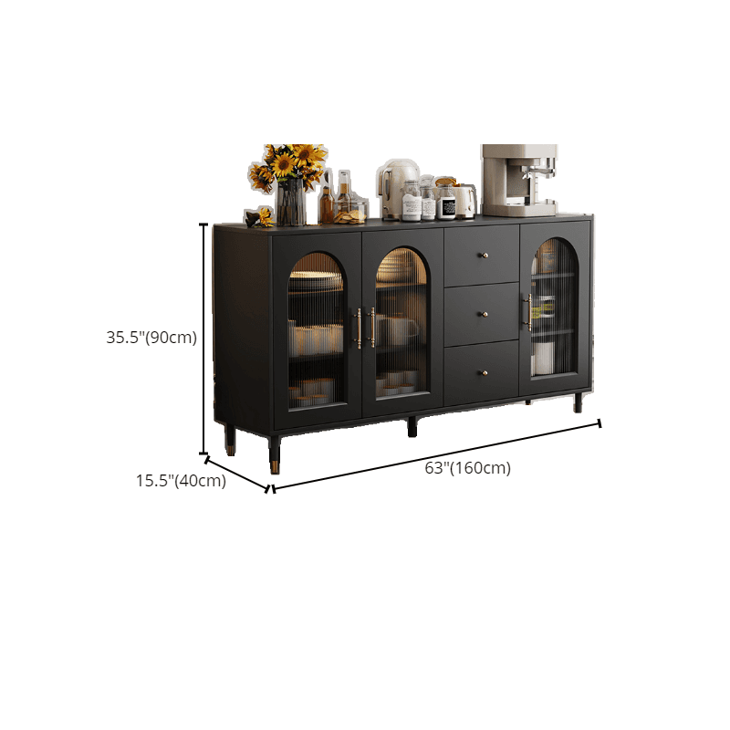Standalone Accent Cabinet in Black with Glass Door, Alterable Shelf and Illuminating, Soft Close Drawer and 1 Cabinet/2 Cabinets in a Casual Style thumbnail 13