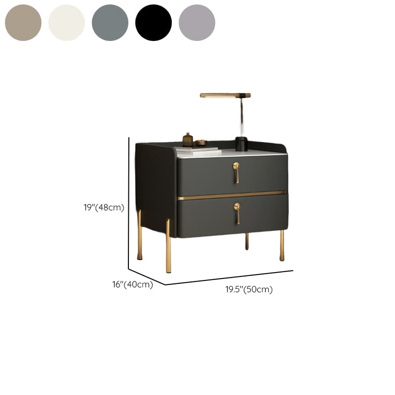 Stylish/Art Deco Drawer Storage Nightstand with 2 Drawers, Stone Countertop, and Leg thumbnail 11