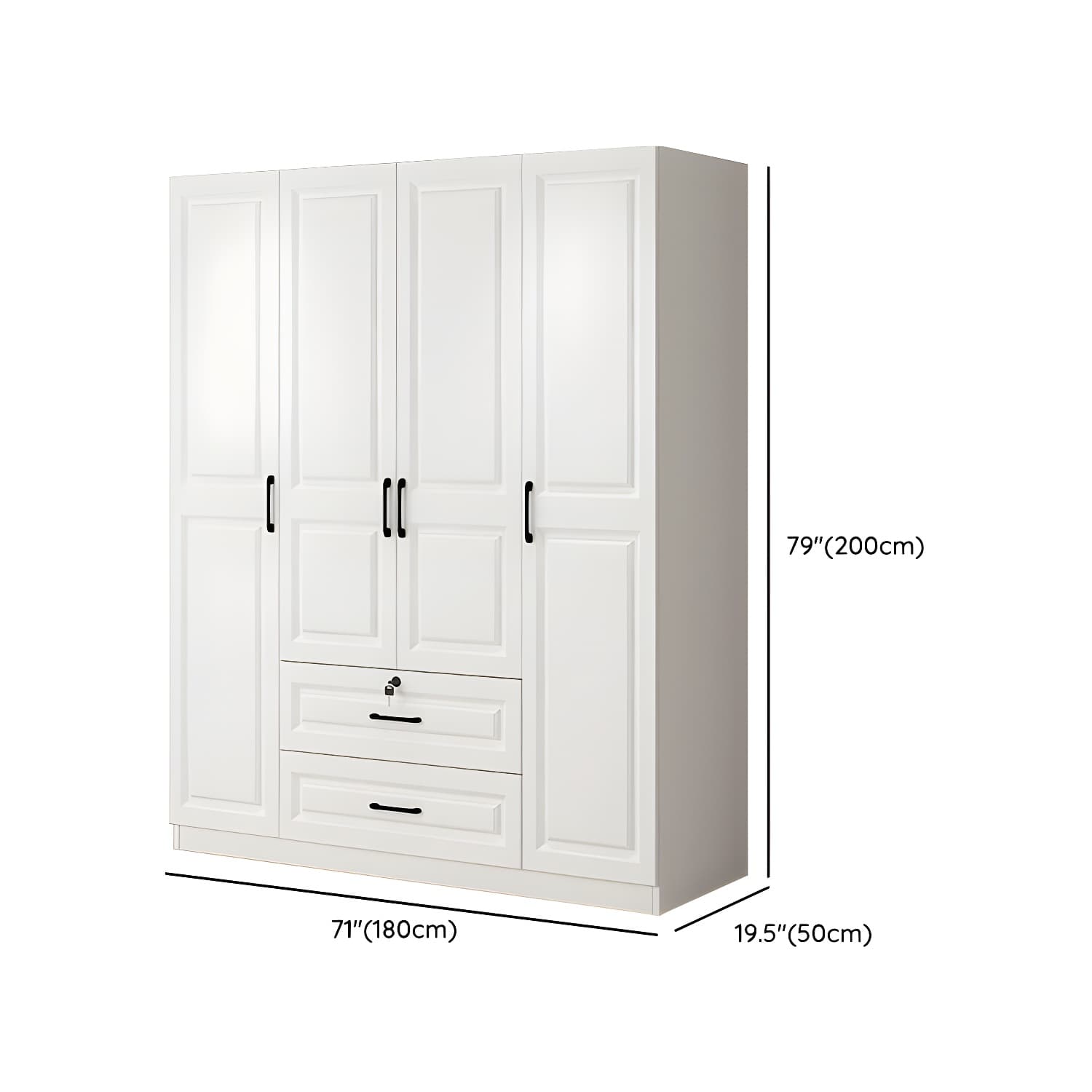 Wood White Modern Wardrobe Armoire with Drawers, Shelves, and Clothing Rod thumbnail 17