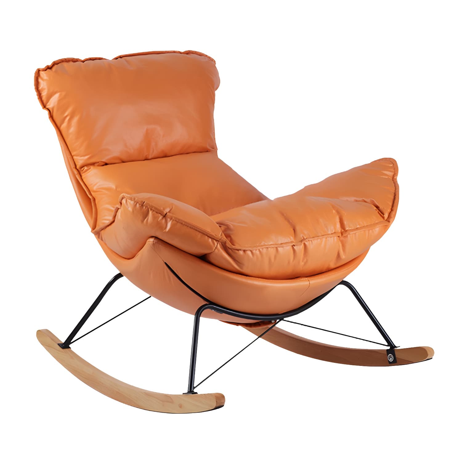 Contemporary Rocking Chair Fabric Upholstered Tufted Wing Chair Back Baby Rocking Chair thumbnail 12