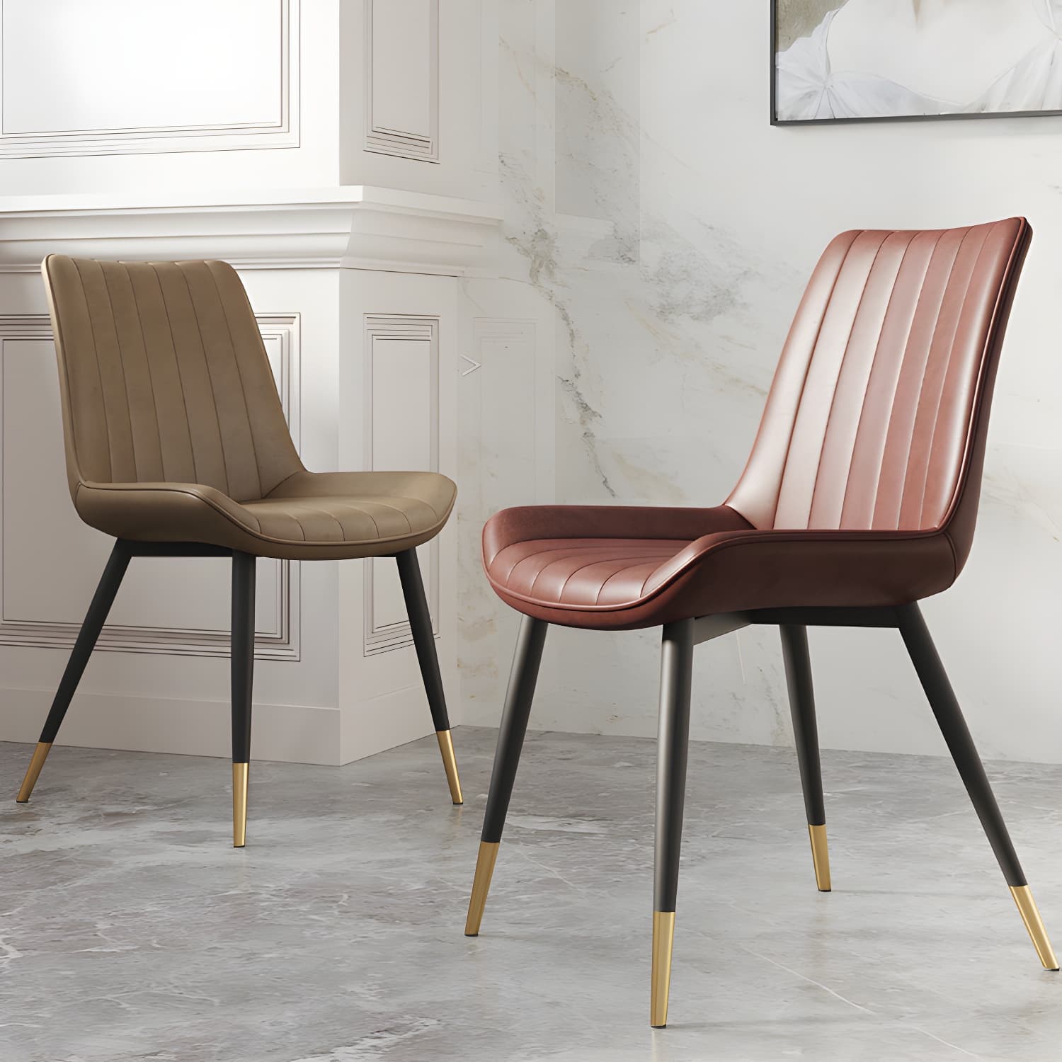 Scandinavian Study Room Leather Side Chair Matte Finish Parsons Dining Chairs thumbnail 7