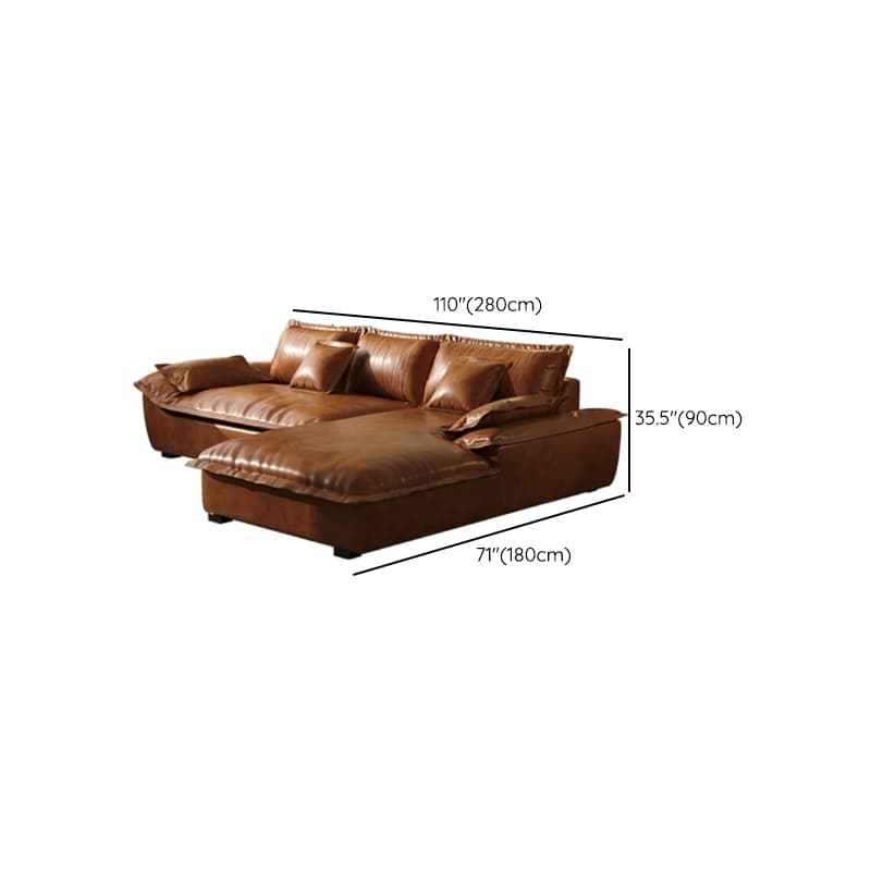 L-Shape Brown Leather Sofa Recliner thumbnail 7