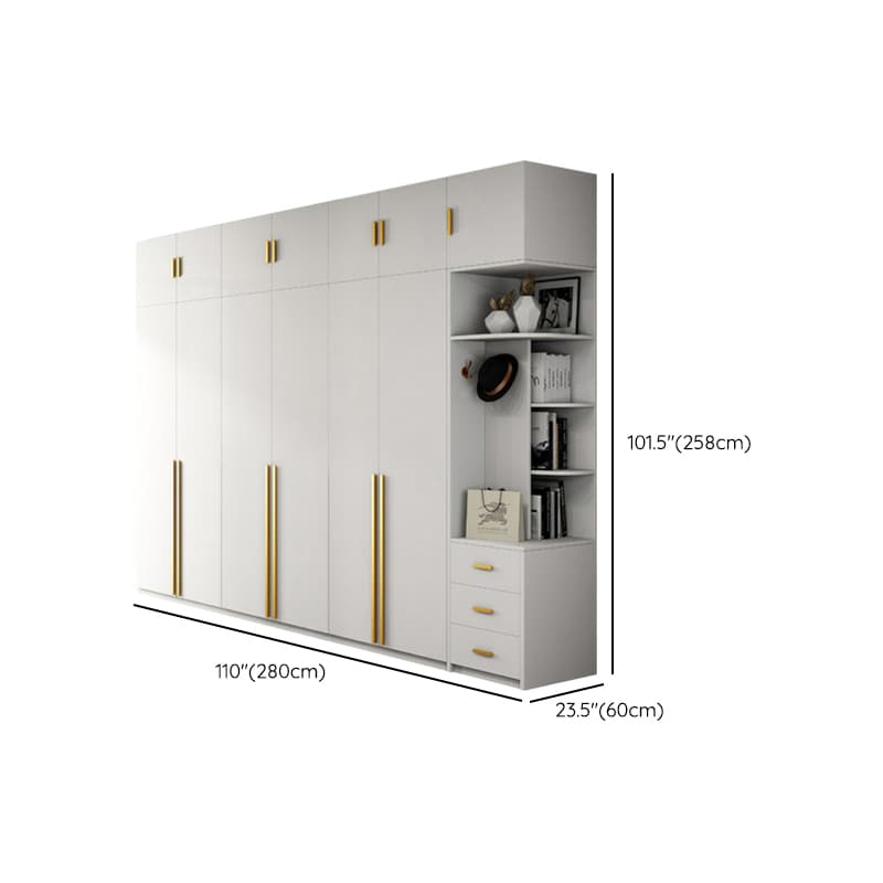 Simple Lumber White Wardrobe Armoire with Interior Shelves & Clothing Rack & Soft Close Drawer & Soft Close Door thumbnail 30