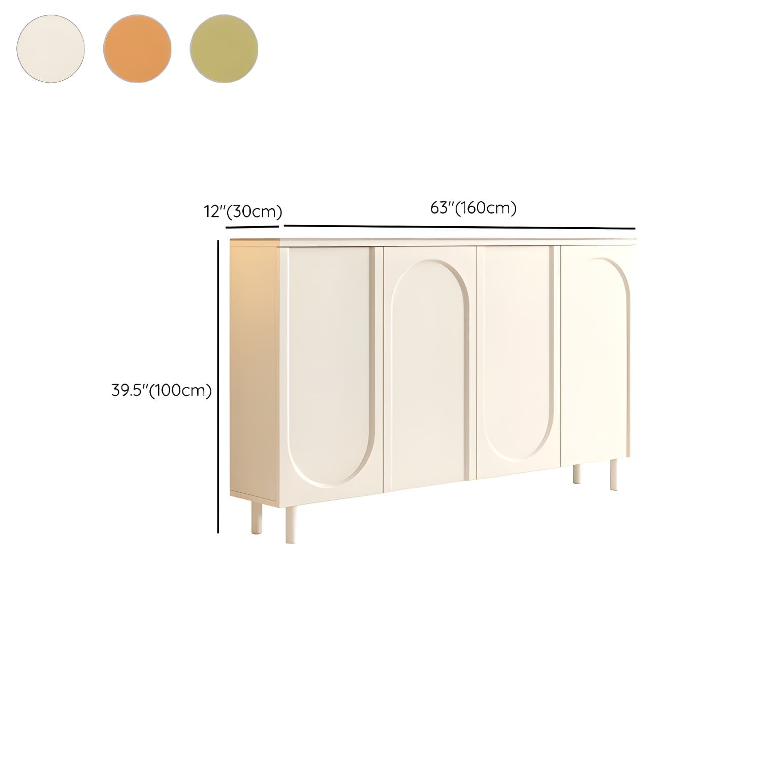 Scandinavian Wood Sideboard Cabinet with Stone Countertop, Adjustable Shelves - image 20