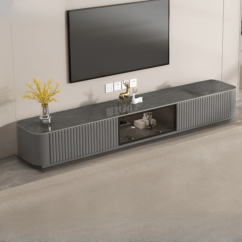 Trendy Vitreous Countertop TV Stand with Closet and 2 Drawers for Sitting Room thumbnail 7