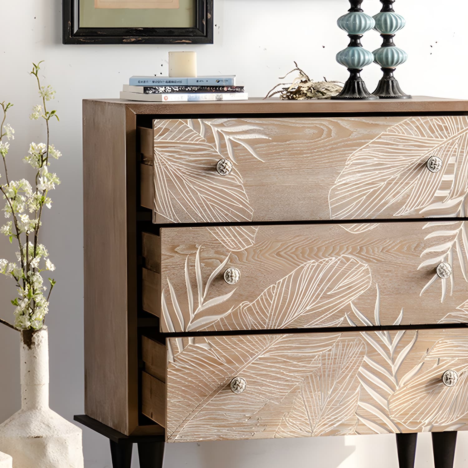 Modern Standard Storage Cabinet Solid Wood Cabinet with Drawer thumbnail 8