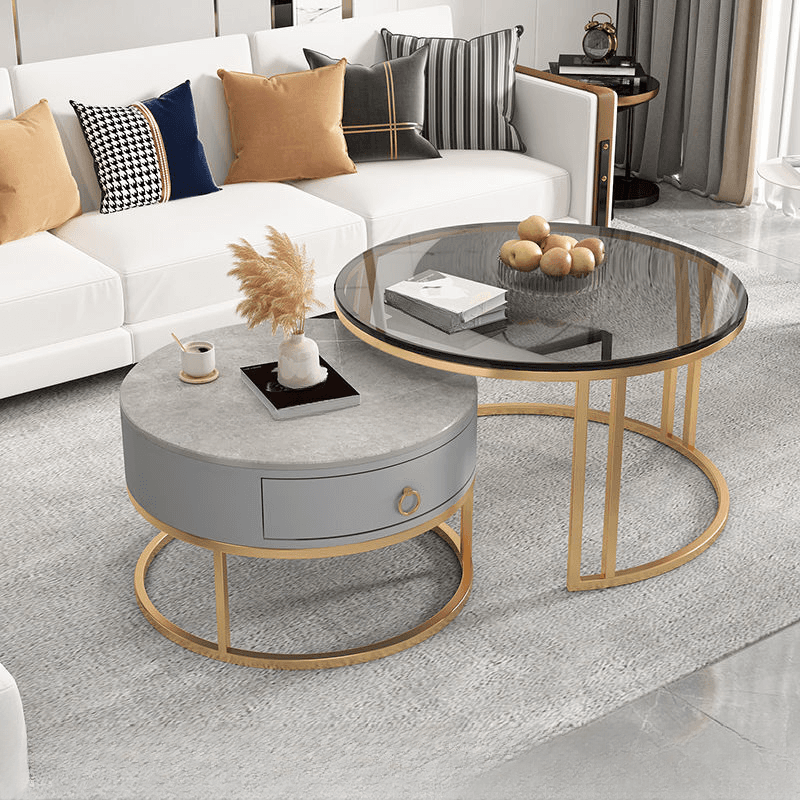 Nested Coffee Table with Rounded Top and Structured Base for Foyer Use thumbnail 3