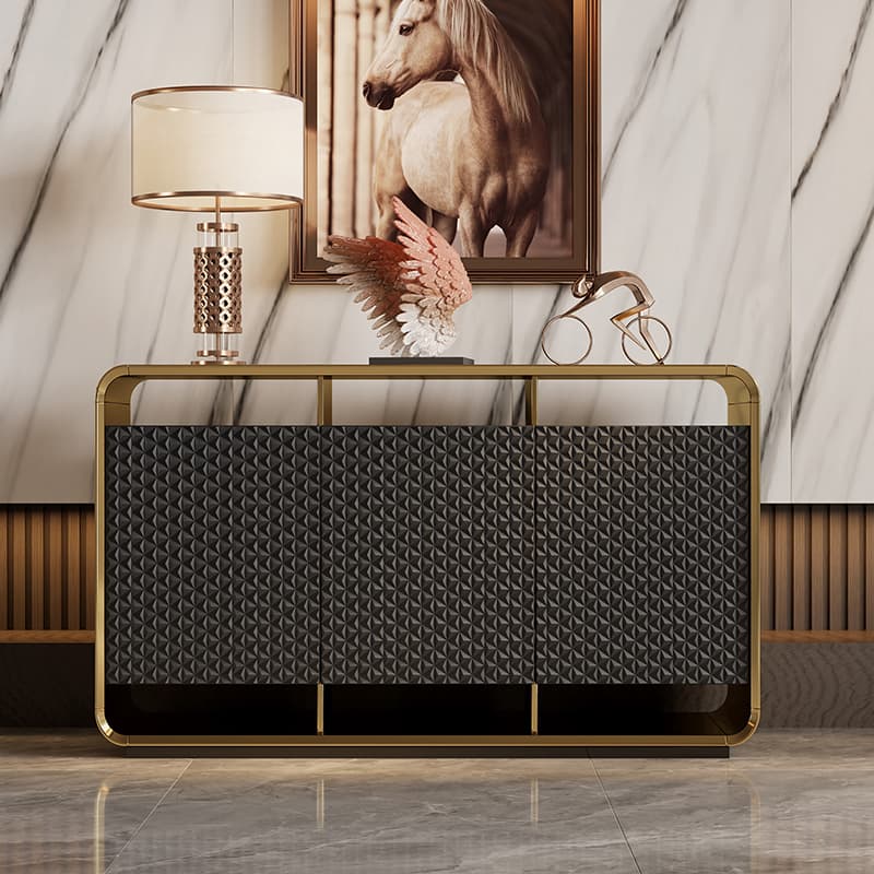 Self-supporting Metal Framed Wood Sideboard with Extreior 3 Shelves and a Counterboard in a Lavish Style thumbnail 3