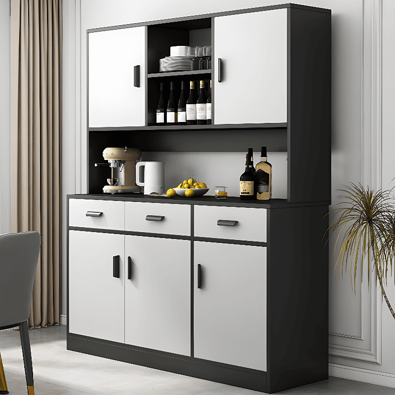 Trendy Narrow Kitchen Cabinet Base with Multiple Drawers and Doors, 2/3 Interior Shelves, Compartment Storage, and Lumber Countertop