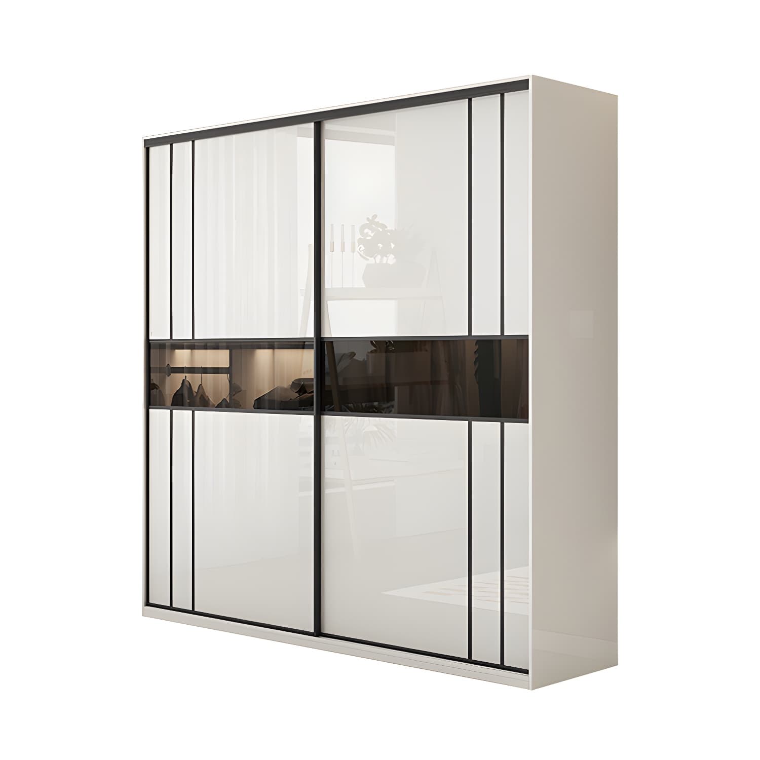 White Colour Wooden Wardrobe Cloth Rod Included Wardrobe Closet with Shelves thumbnail 5