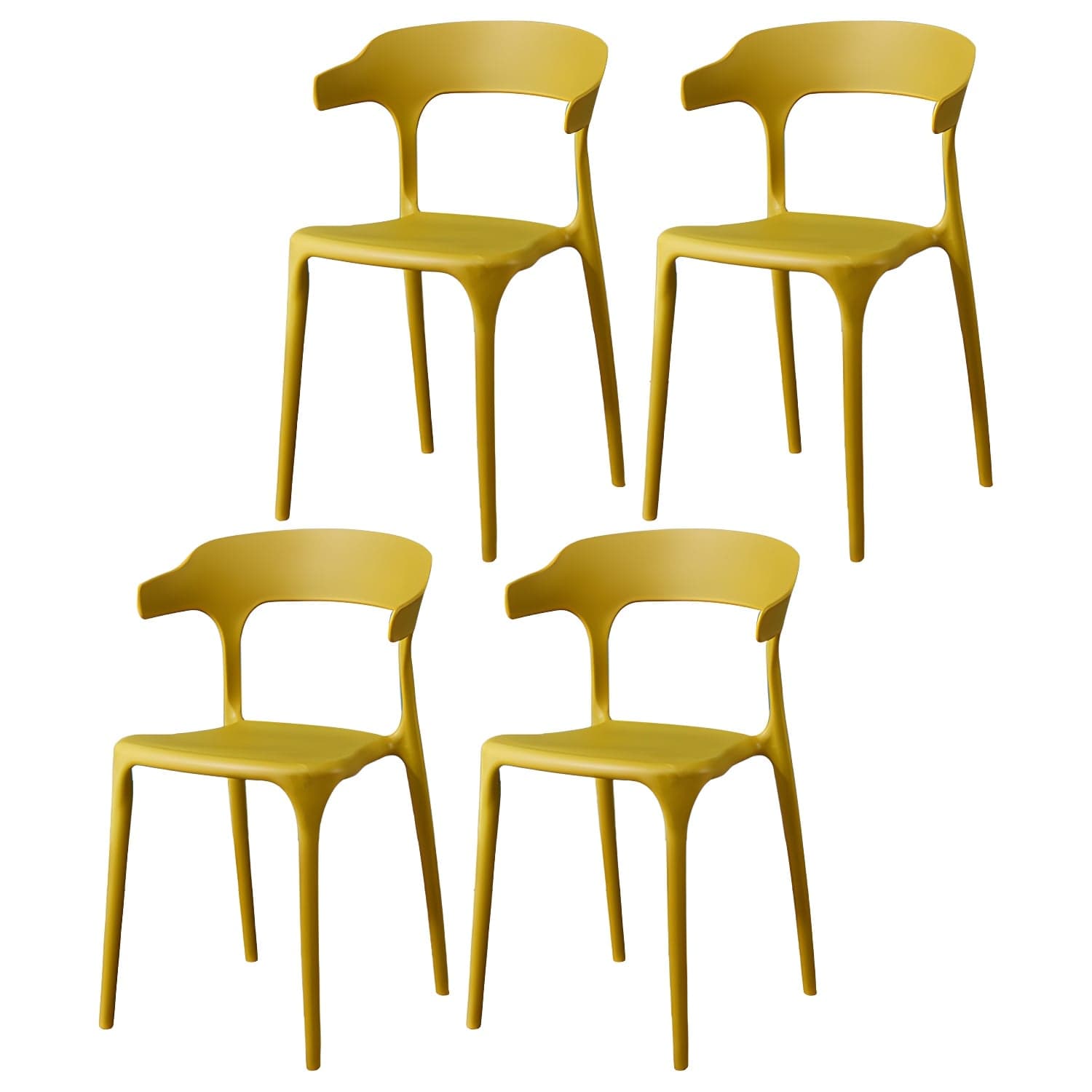 Glam Plastic Side Chair Matte Finish Open Back Dining Chair for Dinning Room thumbnail 4