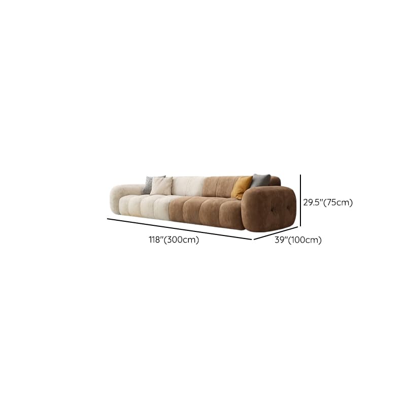 Channel Back L-Shape/Straight Right Hand Facing/Horizontal Sofa Recliner/Sofa Couch in Brown/Beige with Concealed Support & Pine Wood Frame for Living Room thumbnail 19