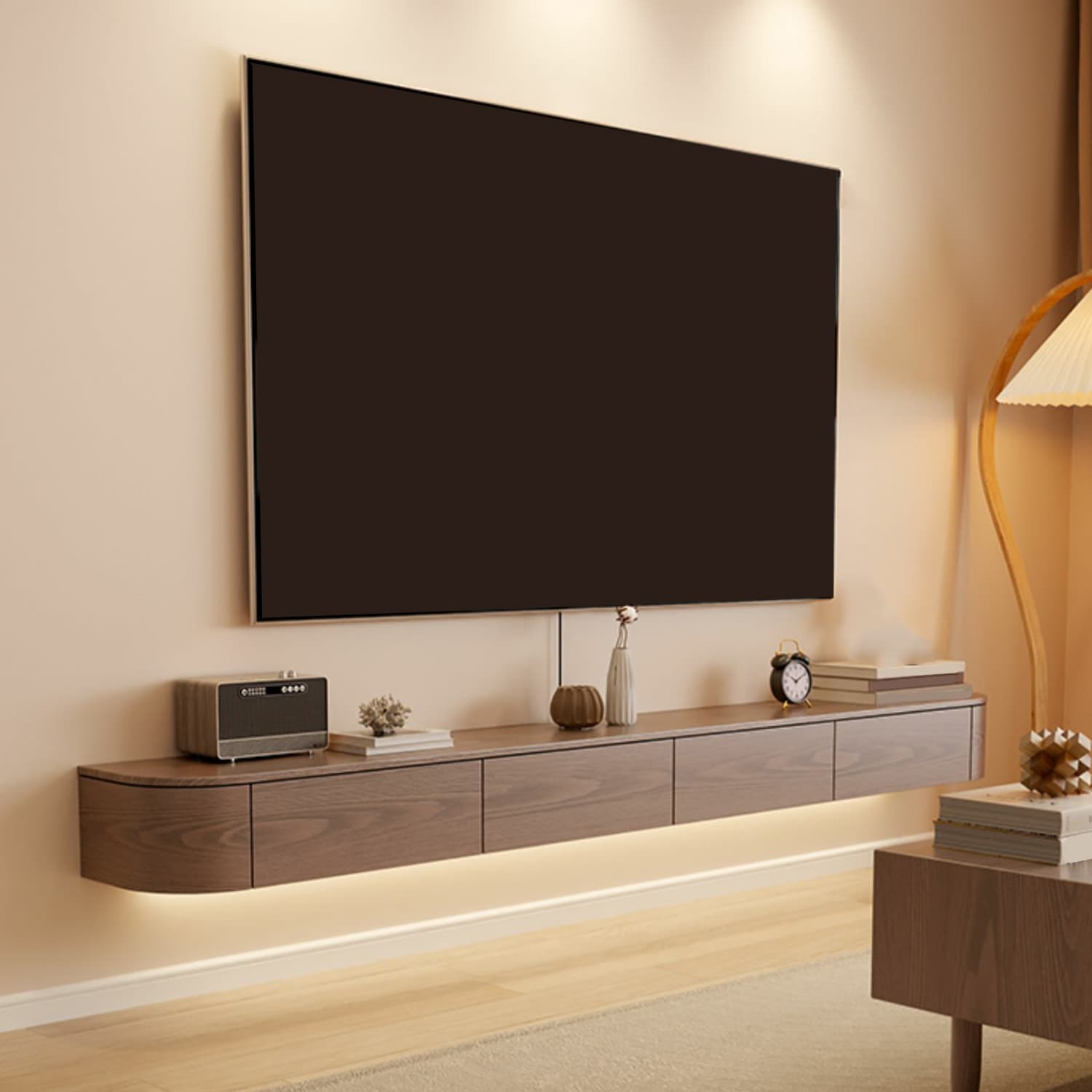 Scandinavian Wood TV Stand with Drawers and Cabinet for TVs Over 67 Inches Long thumbnail 5