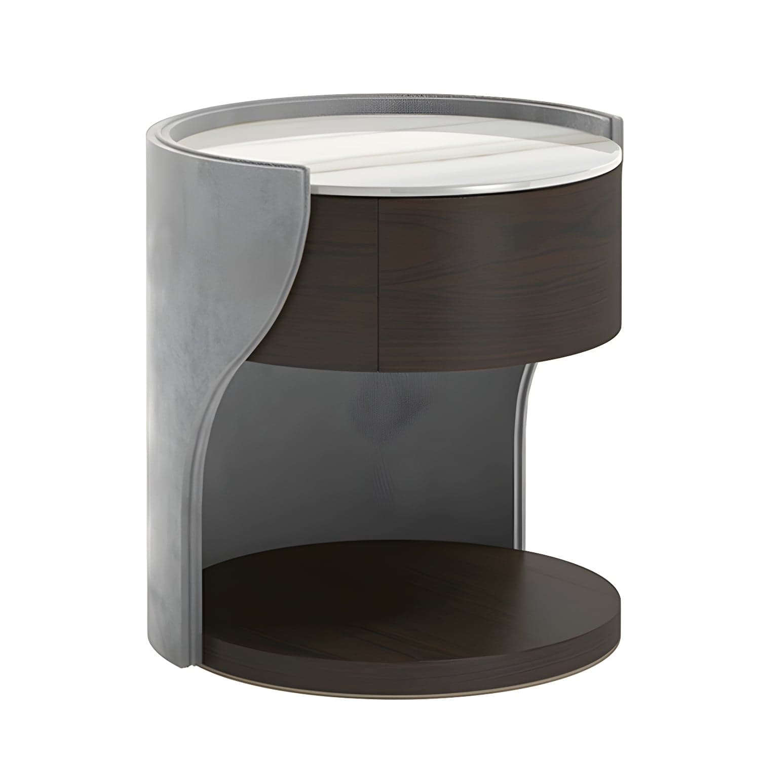 Faux Leather Nightstand 1 - Drawer Nightstand with Wood Accents thumbnail 2
