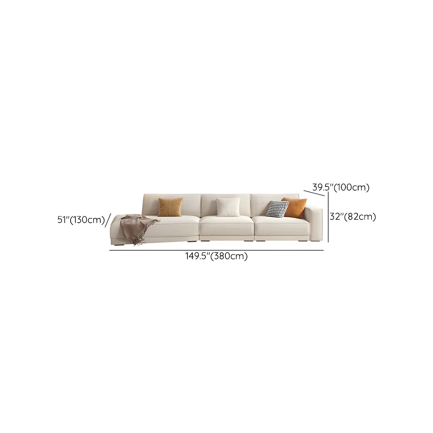 Modern Beige Linen L-Shape Sofa Chaise with Square Arm in Wood Frame thumbnail 21