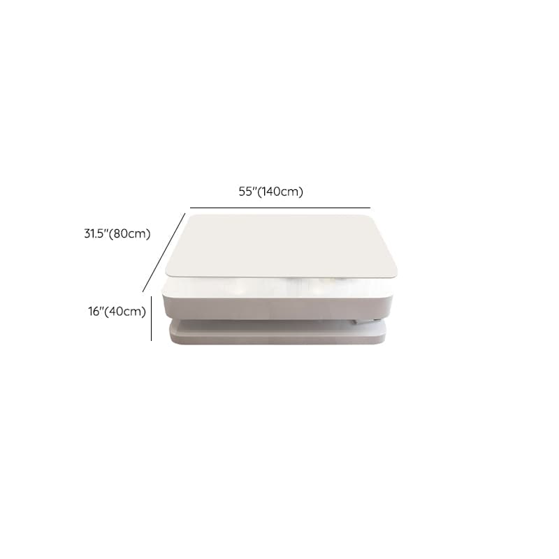 White Modern Coffee Table with Rectangular Wood Top & Block Base thumbnail 22