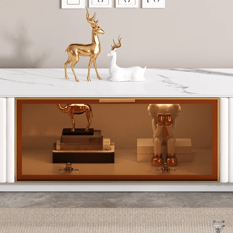 Trendy Vitreous Countertop TV Stand with Closet and 2 Drawers for Sitting Room thumbnail 9