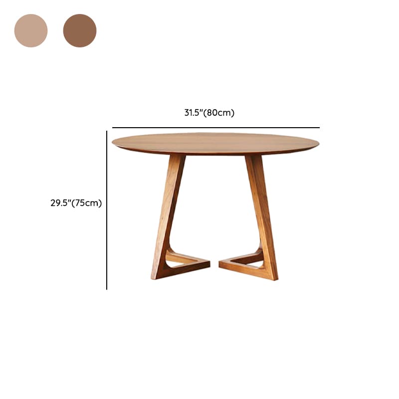 Minimalist Coffee Wood/Neutral Wood Tone Sleighing Dining Table Set with Round Solid Wood Table and Upholstered Chairs thumbnail 9