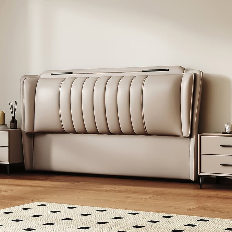 Modish Style Panel Headboard in Timber with No Distressing, Rectangle Shape for King/Queen/Full Bed, Featuring Sponge Upholstery and Standard Height thumbnail 4