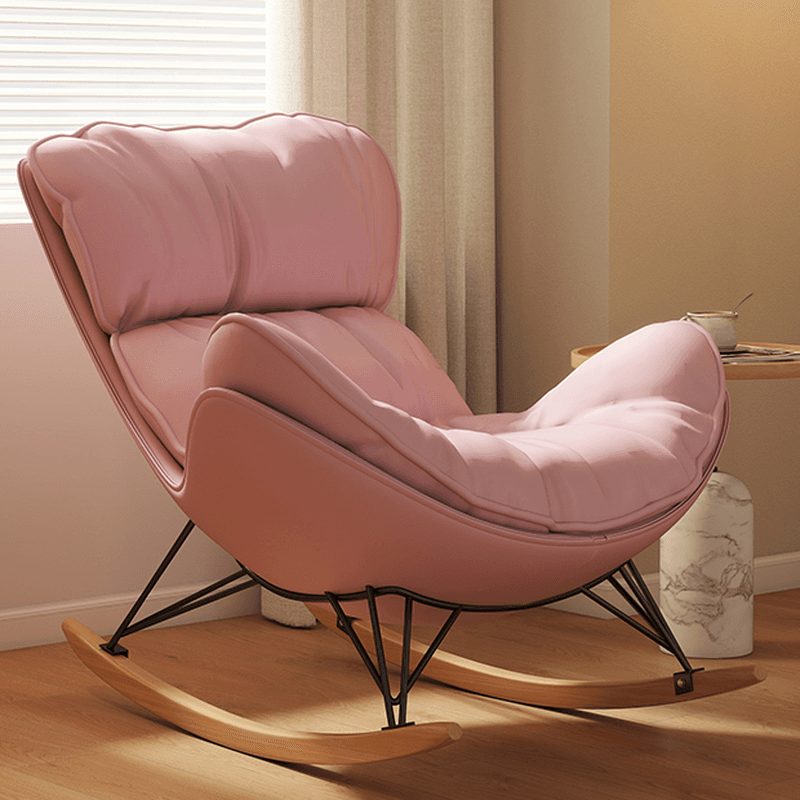 Simple Upholstered 2 Piece Set Porch Rocker with Scratch-tolerant Padded Ottoman - image 5