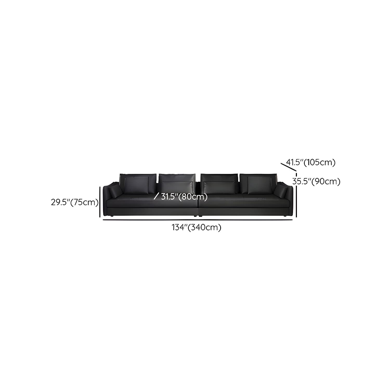 Modern Genuine Leather Sectional Sofa in Black with Recessed Arm thumbnail 17