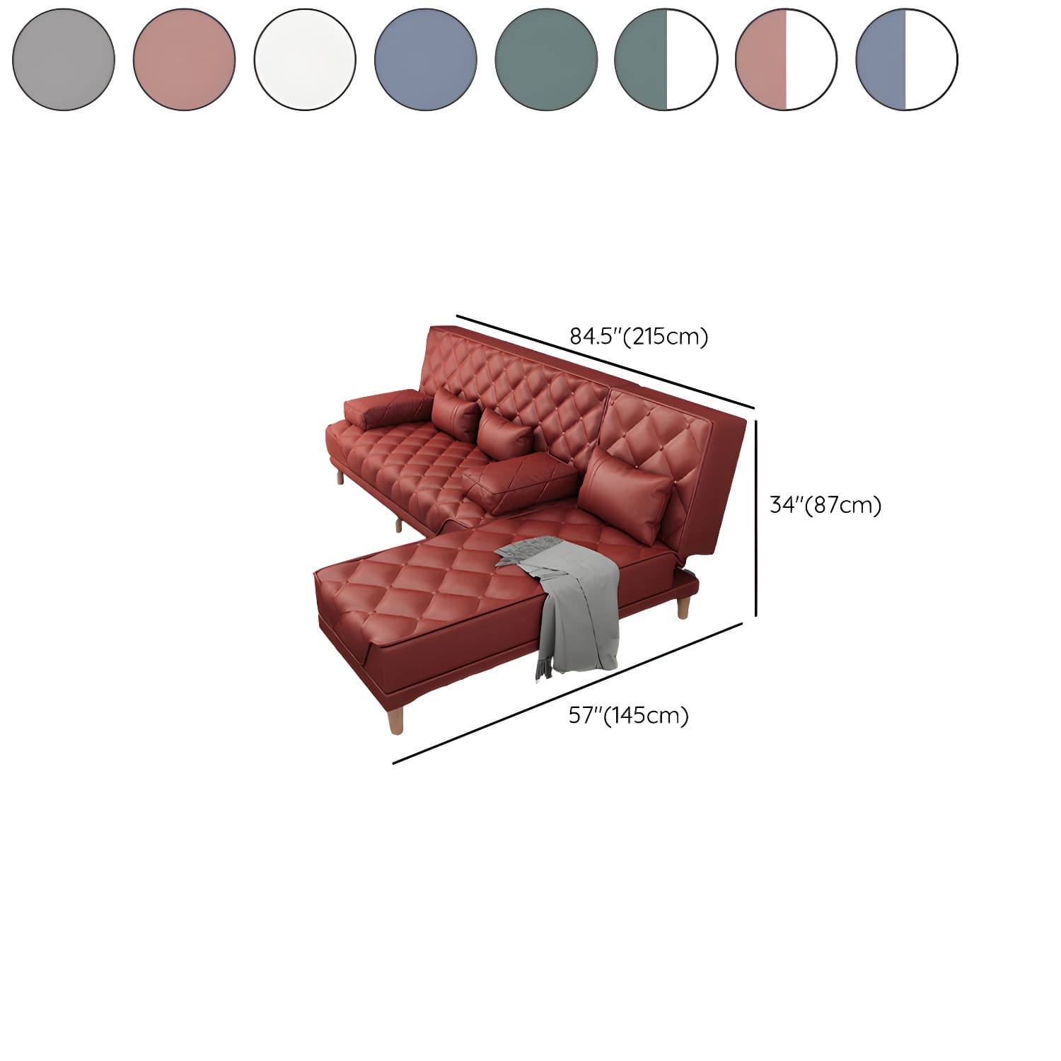 Contemporary Tight Back Convertible Sofa and Chaise with Pillow Top Arm thumbnail 27