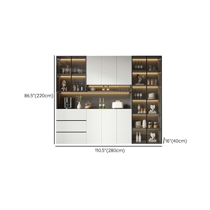 White Modern Buffet Cabinet with Cabinets and Shelves, Full Assembly Needed thumbnail 27