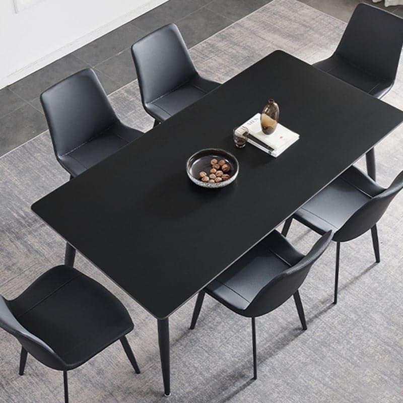 Modern Scratch-Resistant Stone Top Black Metal Base Kitchen Table thumbnail 1