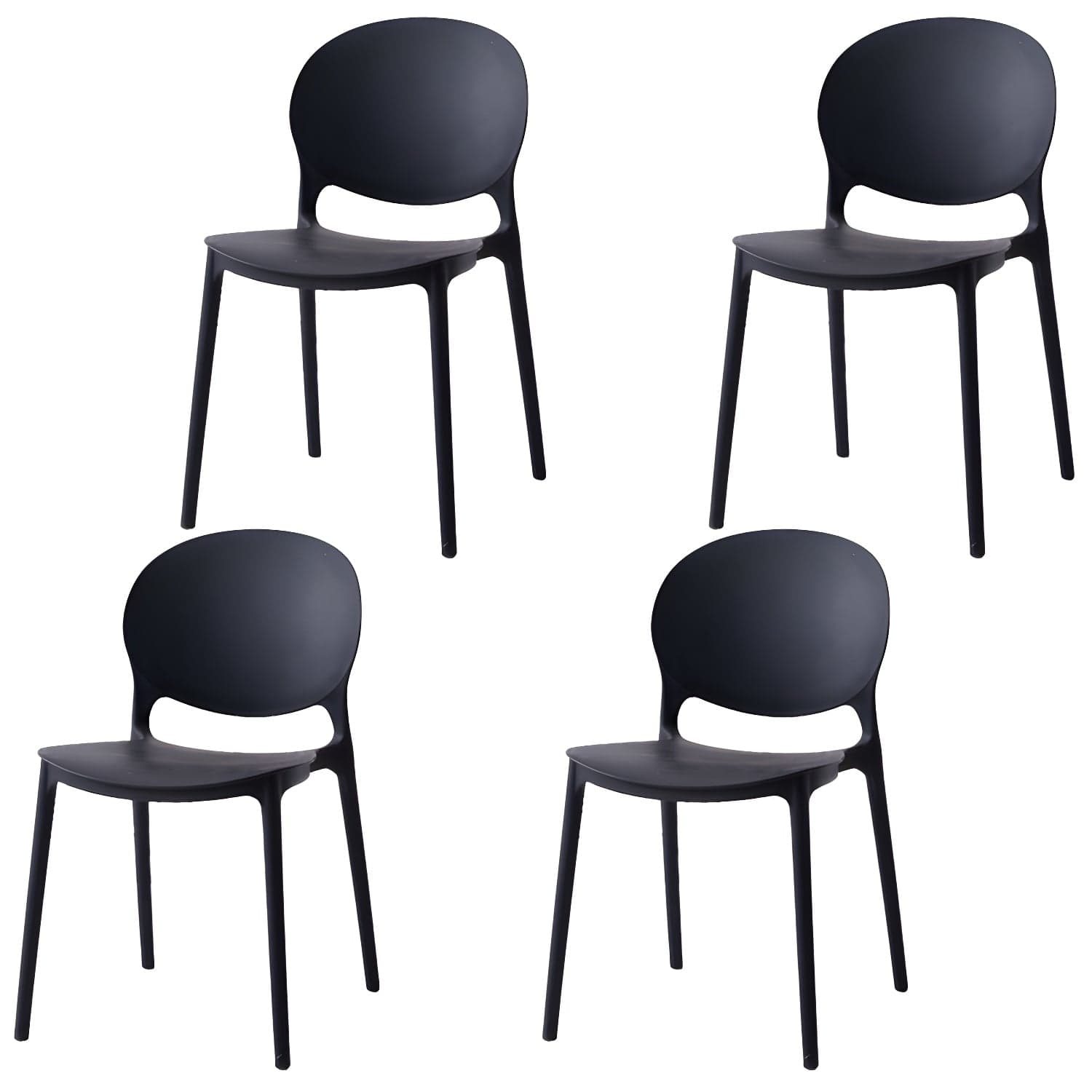 Modern Style Stackable Plastic Chair Open Back Dining Side Chair (Set of 4) thumbnail 2