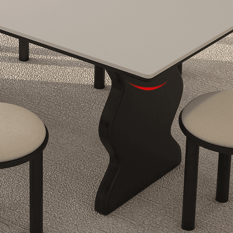 Dining Table Set with Rectangular Shape, Two-sided Pedestal, Fixed Table, Padded Chair with Back, 5-piece in White thumbnail 5