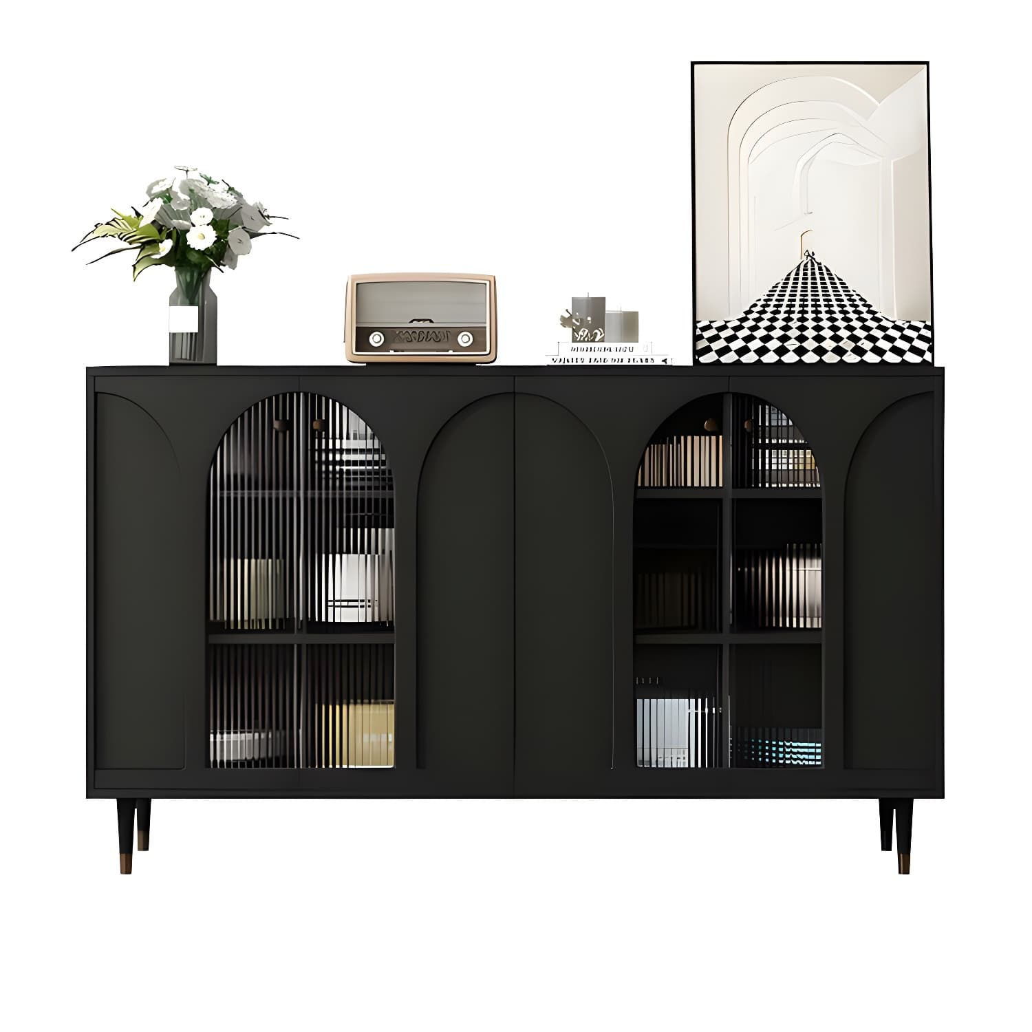 Wooden Modern Glass Door Kitchen Sideboard with Adjustable Shelving thumbnail 12