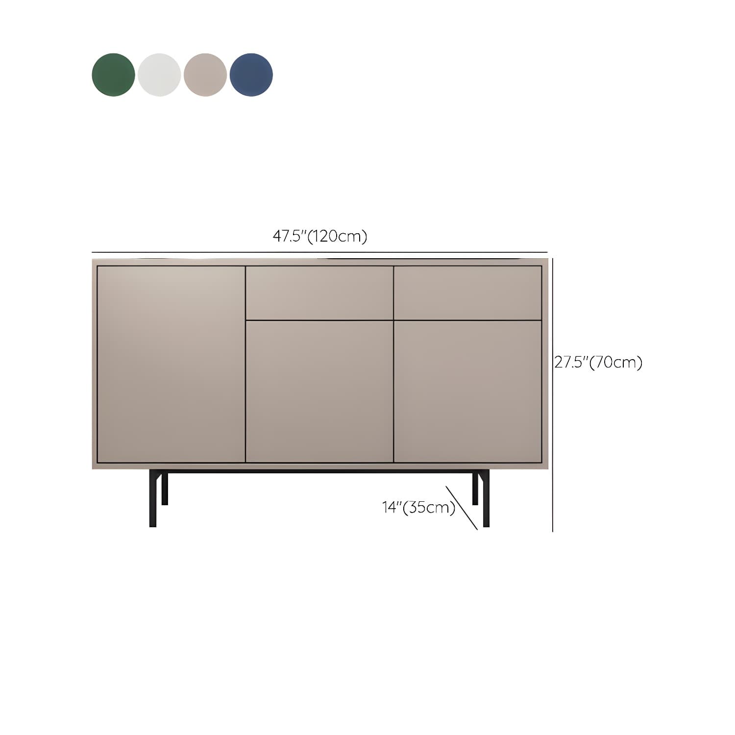 Wooden Rectangle Sideboard Modern Home Sideboard Cabinet with Drawers and Door - image 15