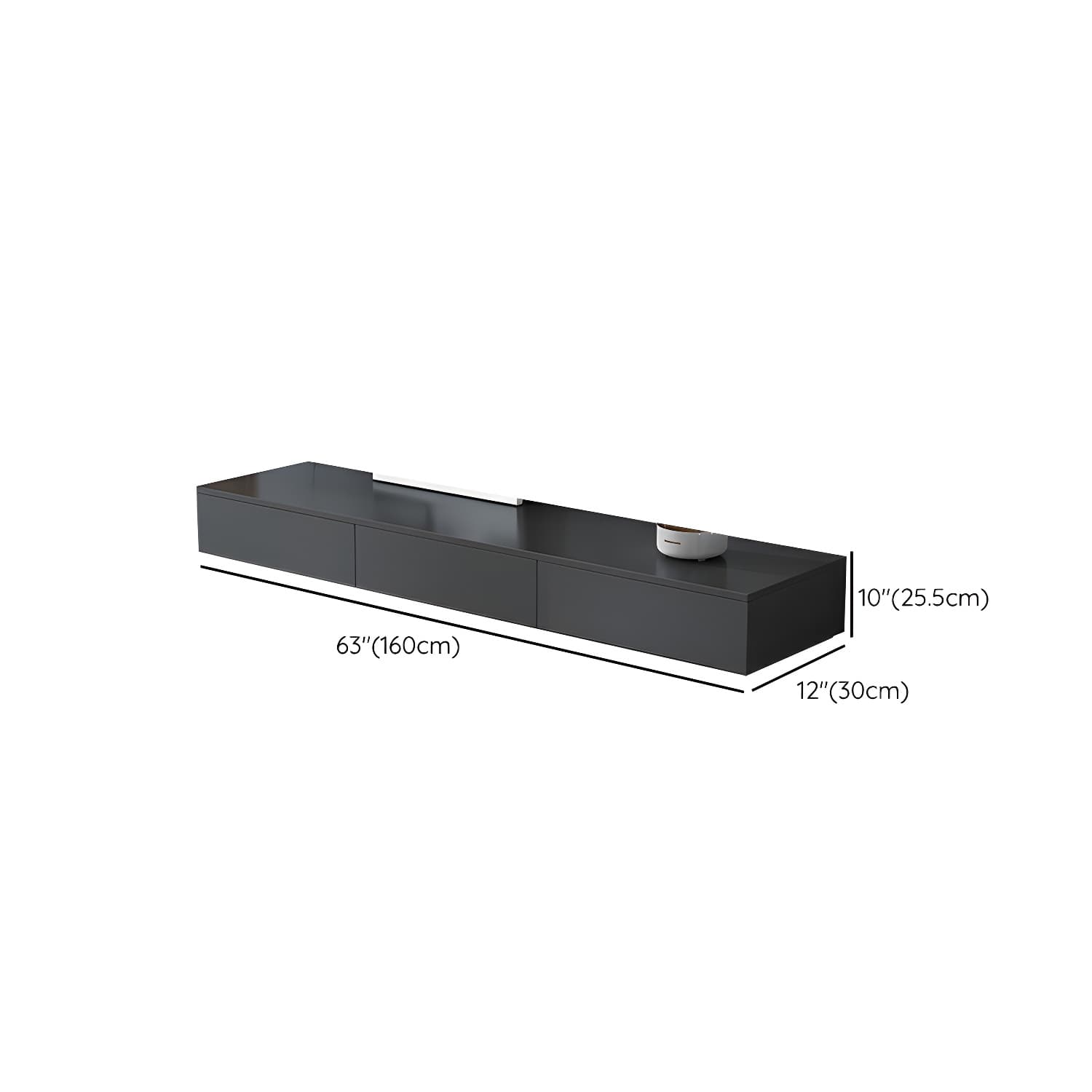 Black Modern TV Stand with Low Height and Drawers for Organized Cable Management & No Open Storage thumbnail 11