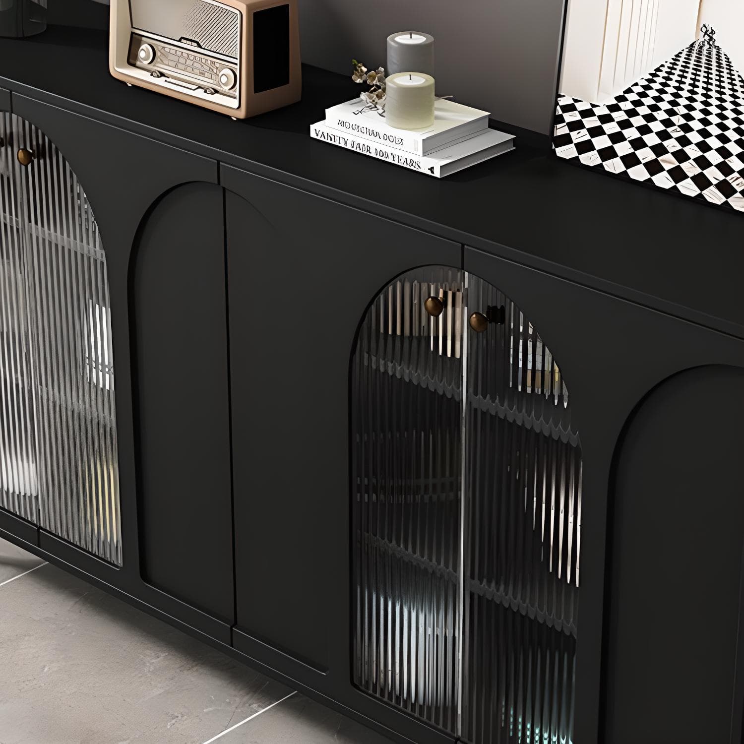 Wooden Modern Glass Door Kitchen Sideboard with Adjustable Shelving thumbnail 10