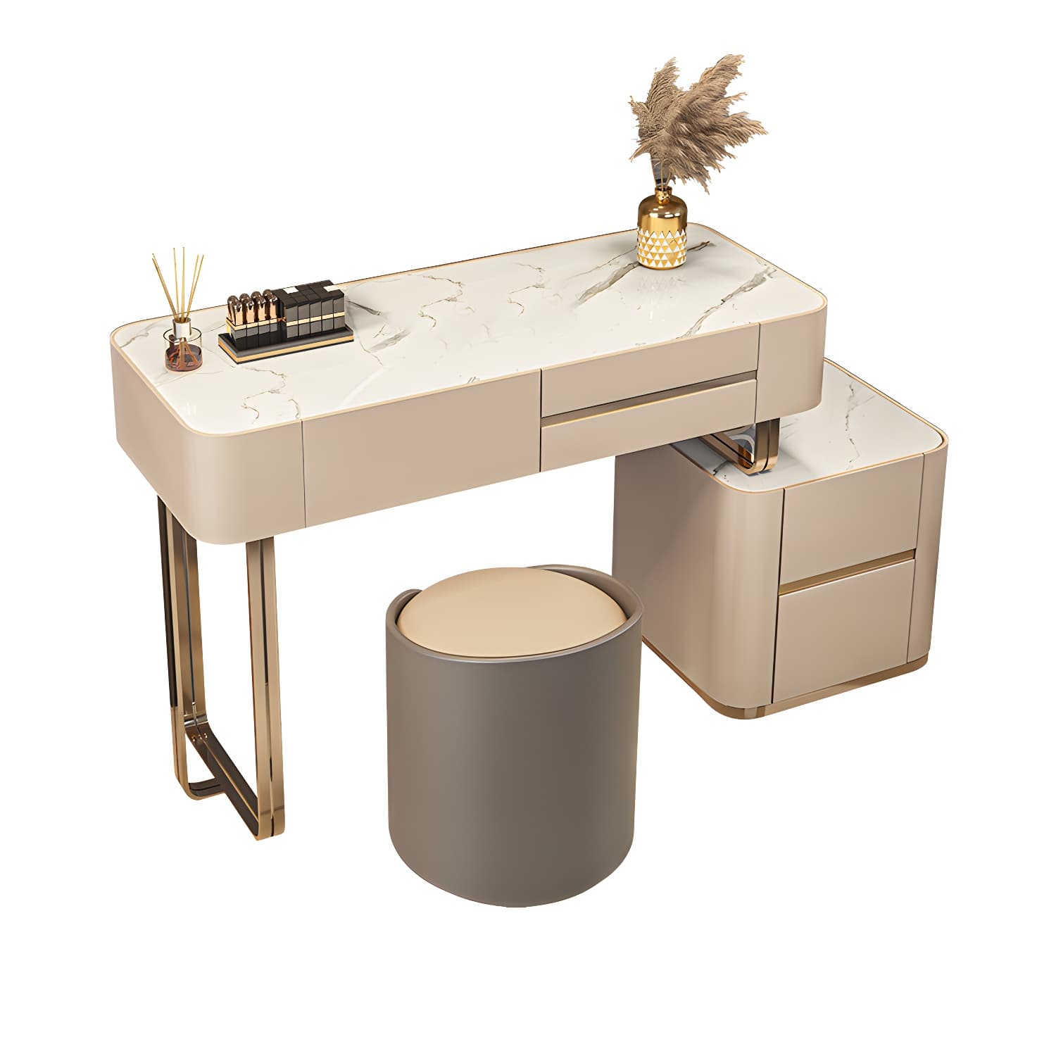 Luxurious Wood and Metal Make-up Vanity 5 Drawers & Lighted Mirror Dressing Table thumbnail 12
