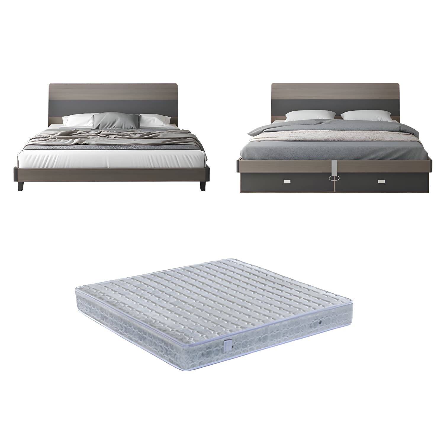 Modern Style Wood Bed with Headboard Low Profile Standard Bed thumbnail 13