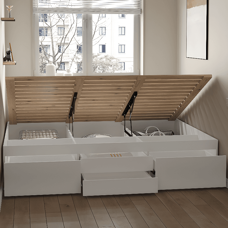 Solid Color Storage Included with 4 Storage Boxes and Reclaimed Wood Storage Drawer for Bedroom thumbnail 1